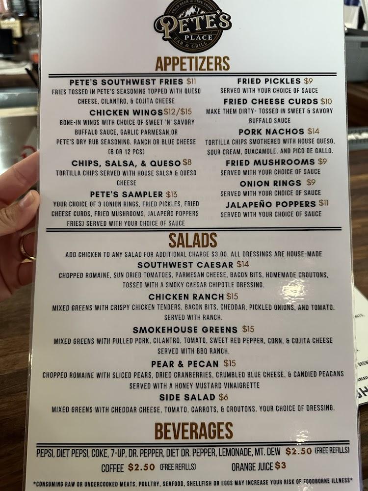 Pete's Place Bar & Grill Menu image 3