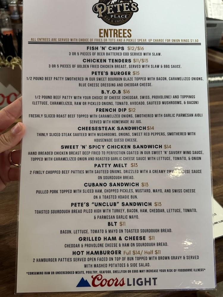Pete's Place Bar & Grill Menu image 4